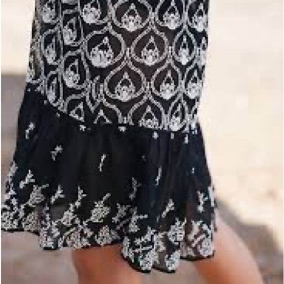 NWT!! Anthropologie SHEER EMBROIDERED MINI DRESS. Size M. Black Embroidered. - Picture 2 of 11